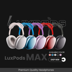 LuxPods Max -ANC Wireless Over-Ear Headphones, Transparency Mode, Personalized Spatial Audio, Dolby Atmos 45Hr Battery & Deep Bass